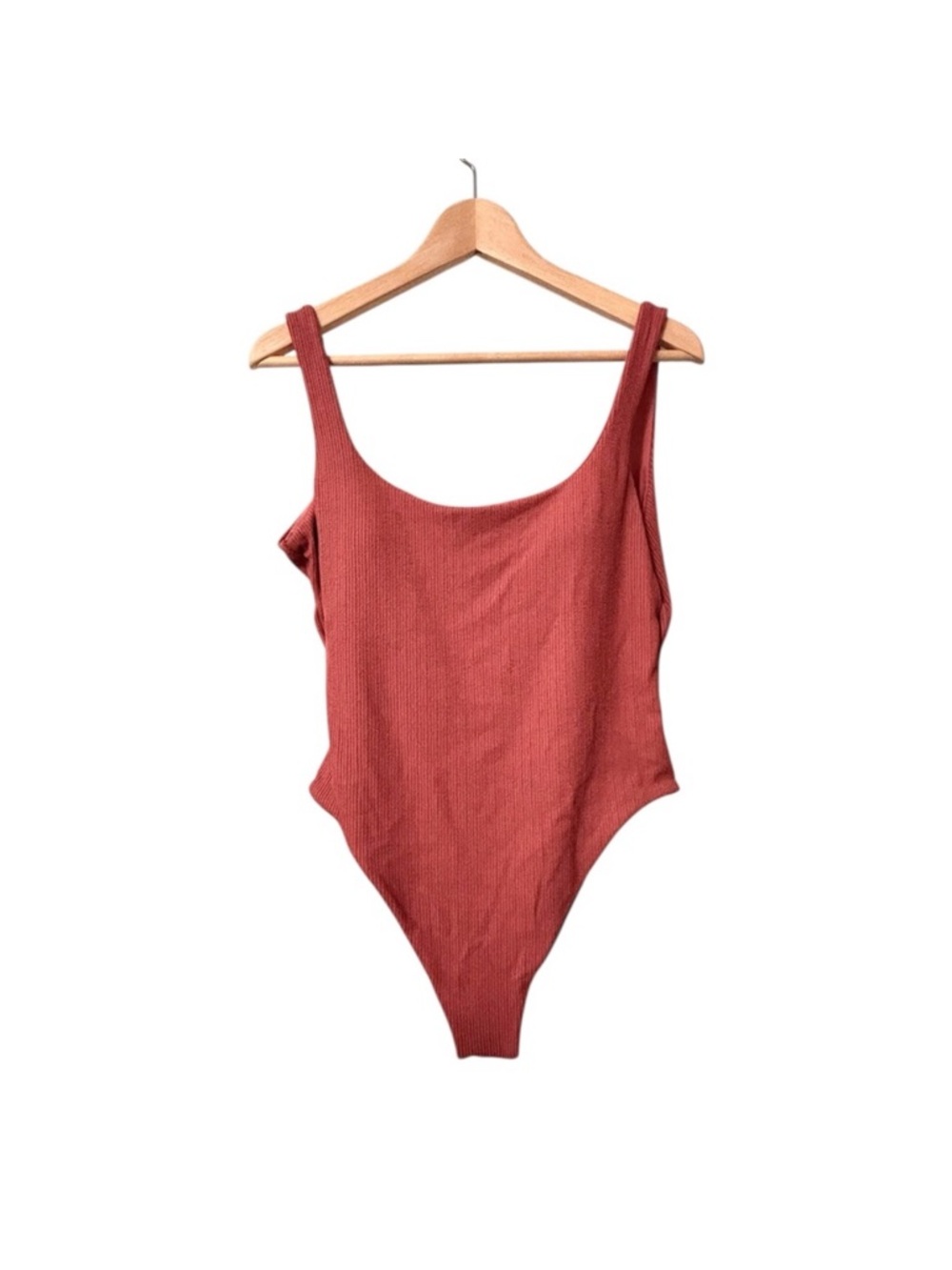 Vitamin A Ribbed One-Piece Swimsuit in Rust